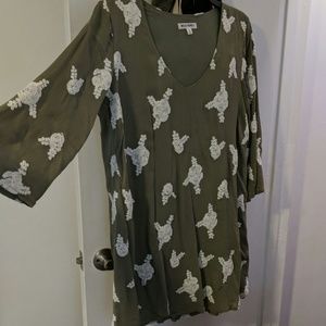 Green and white swing dress